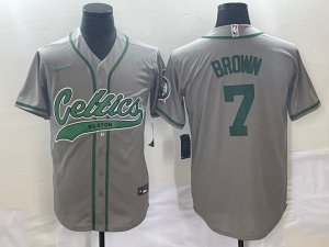 Maillot de Basket #7 Brown Boston Celtics baseball Gris